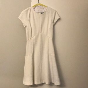 Banana republic quilted fitted waist white dress